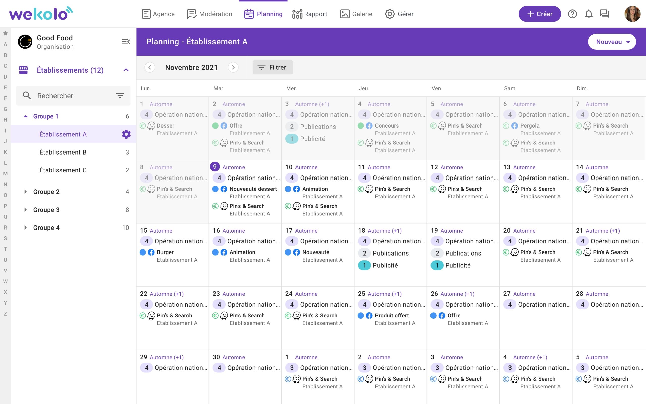 Module Planning de Wekolo Gen'K Conseil